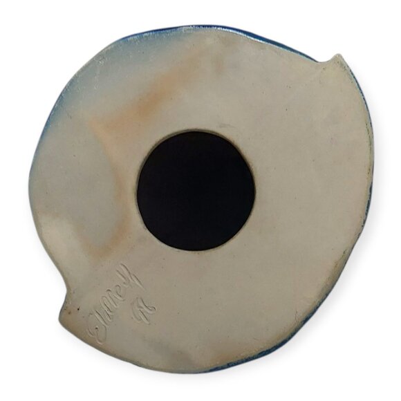 1998 Eldreth Pottery Signed Santa Checking His List Salt Glazed Cobalt Blue Gray - Picture 9 of 14